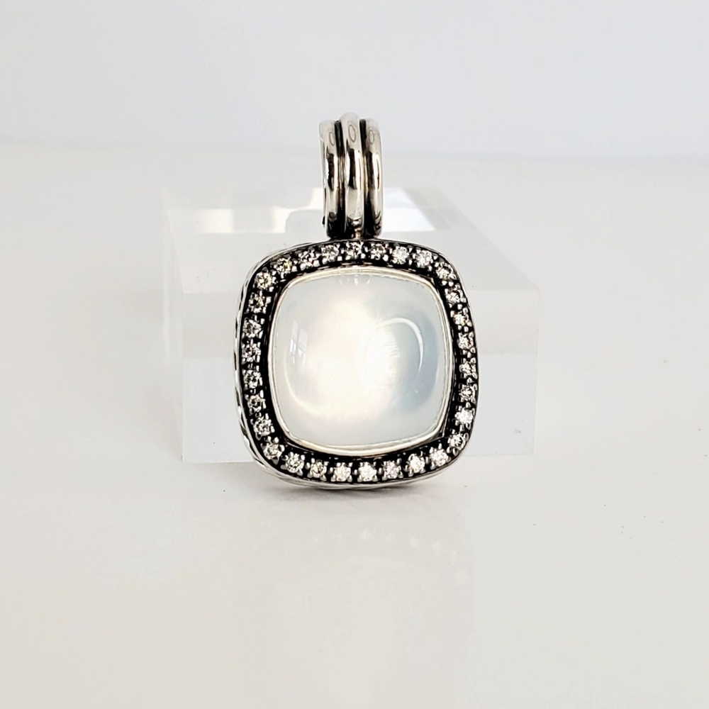 David Yurman Albion 14mm Moonstone & Diamond Pendant / Enhancer